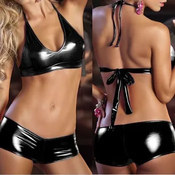 

Taste Underwear Uniform Temptation Patent Leather Suit Nightclub Steel Pipe Dance Patent Leather Suit F7125