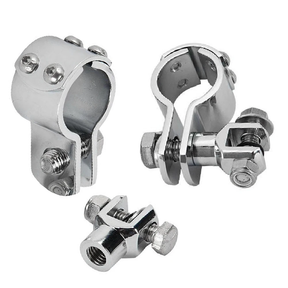 

1 1/4" Engine Guard Clamp Silver Stable Durable Universal Accessories Foot Pegs Easy Install Three Piece Frame Iron Motorcycle