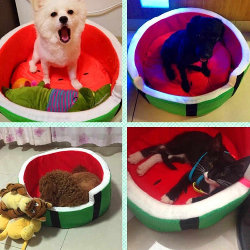 Promotion! Cute Kennel House Warm Watermelon Modeling Dog Mattress Sofa Pet Cat Bed Dog Fruit Bed