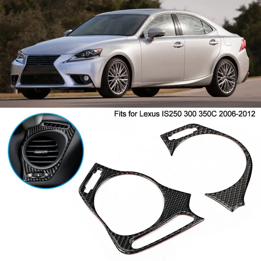 2pcs Carbon Fiber Left Right Air Vent Outlet Trim Cover Fits for Lexus IS250 300 350C 2006 2007 2008 2009 2010 2011 2012