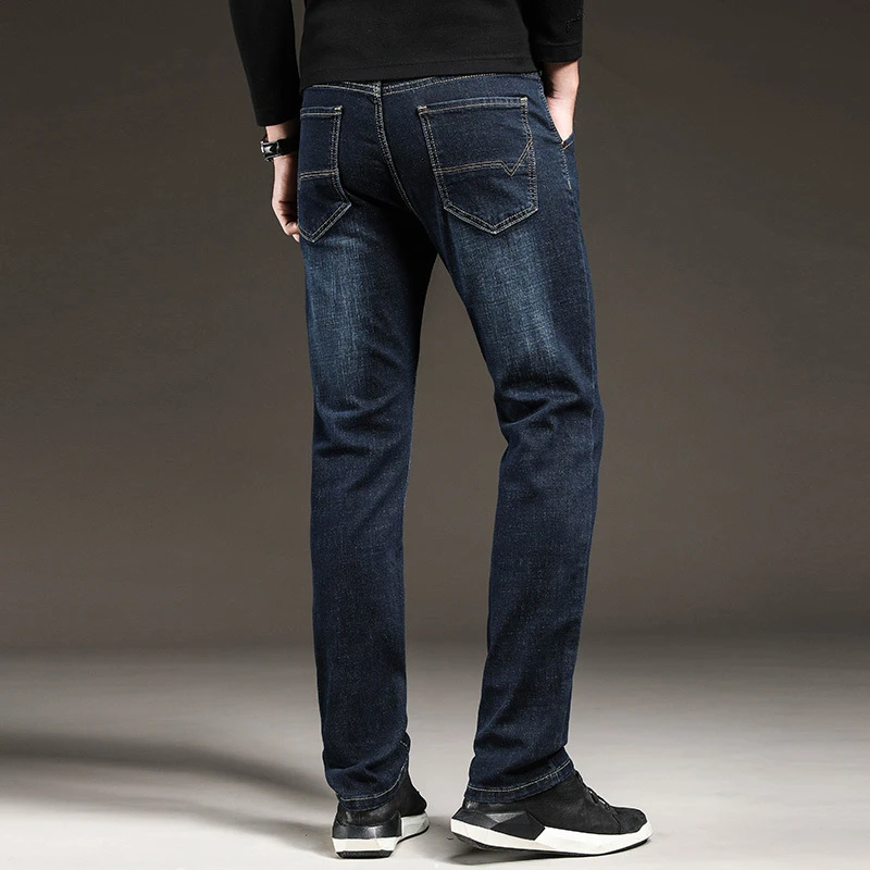 Весна Осень Новые мужские облегающие джинсы деловые повседневные Эластичные Обтягивающие джинсы черные синие джинсовые штаны мужские Брендовые брюки 40,1116