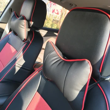 

PVC Leather Car Neck Rest Pillow Travel Auto Headrest Neck Cars Pillows Seat Lumbar Supports Pad 2pcs/pair Interior Accessories