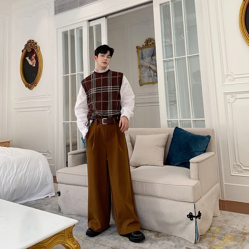 Male Japan Streetwear Vintage Straight Pants Long Trousers Men Autumn Winter Thick Wool Loose Wide Leg Pants Male Japan Streetwear Vintage Straight Pants Long Trousers Men Autumn Winter Thick Wool Loose Wide Leg Pants