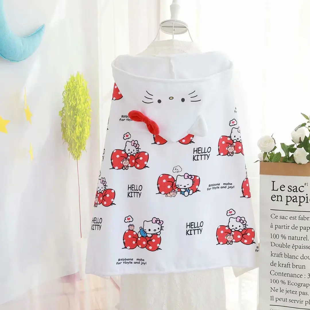 Мультфильм Sanrio, Hello Kitty с рисунками из мультфильма «My Melody Cinnamoroll PomPurin маленький Две звезды детское махровое полотенце халат пляжный халат Одеяло