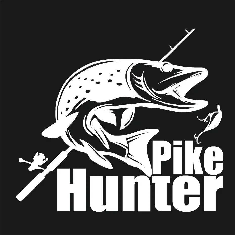 Pike Hunter I windowp Crew Рыбалка на форель Крючки укуса Спиннинг-окно стикер Наклейка Виниловые наклейки окно наклейка