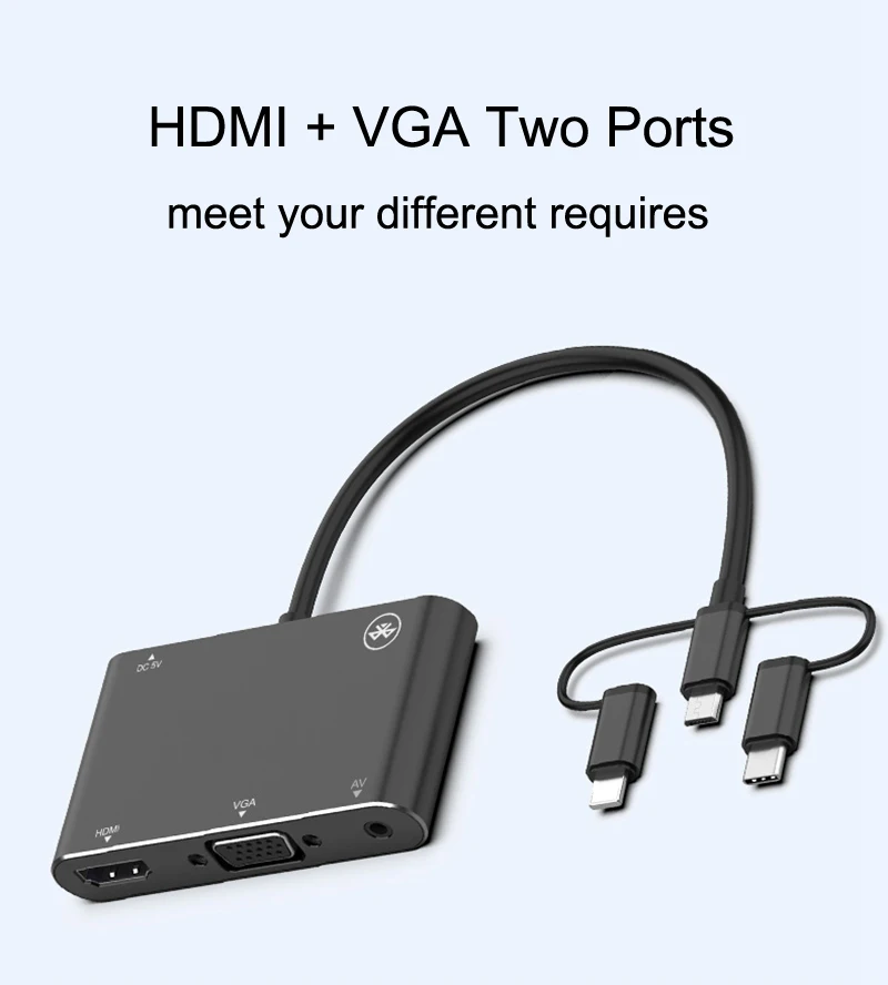 VGA HDMI Кабель-адаптер для IPhone 11 Pro Max XS XR 6 7 8 для huawei P20 P30 samsung S8 S9 S10 IOS type C Android для ТВ Bluetooth