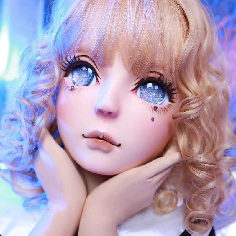 (HIDOLLS 08) Handmade Female Girl Silica Resin Half Head Cosplay Japanese Role Play BJD Kigurumi Masks Crossdresser Doll Mask |