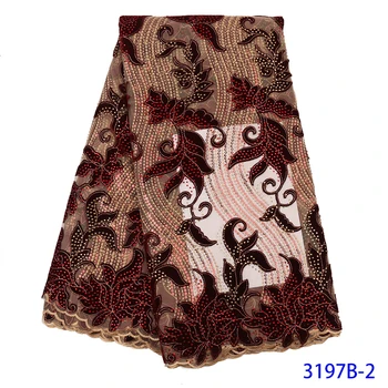 

2020 Latest French Nigerian Net Lace,African Velvet Tulle Mesh Sequence Lace Fabric High Quality For Wedding Dress 5Yards