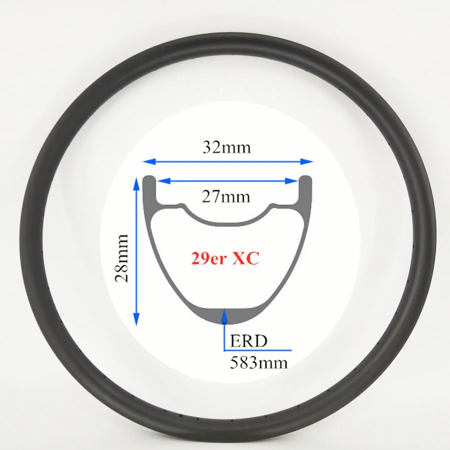

29er XC rim 32mm wide carbon hookless MTB rim 28mm deep with inner 27mm wide UD matte 24h 28h 32h trial bicycle rim 29inch rims