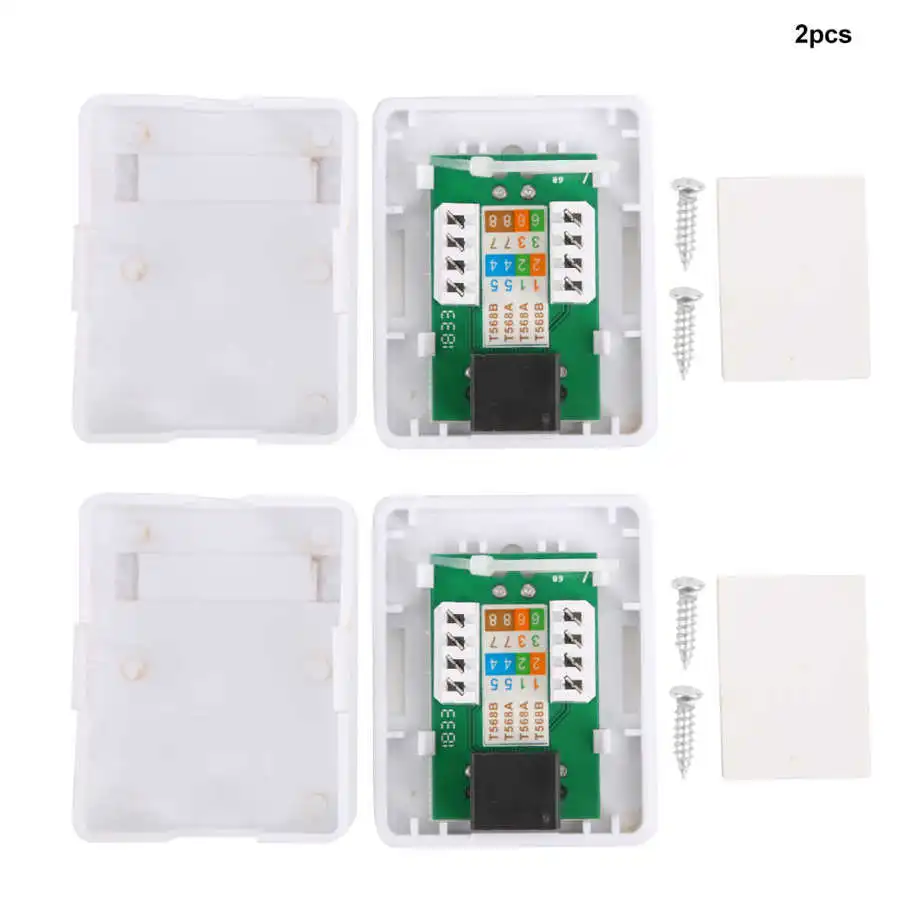 Cat6 RJ45 8P8C Mount Box Single Port Desktop Information Junction Box Connector Wall Coupler Jack Adapter 2Pcs electrical junction box,electrical box,electrical distribution box