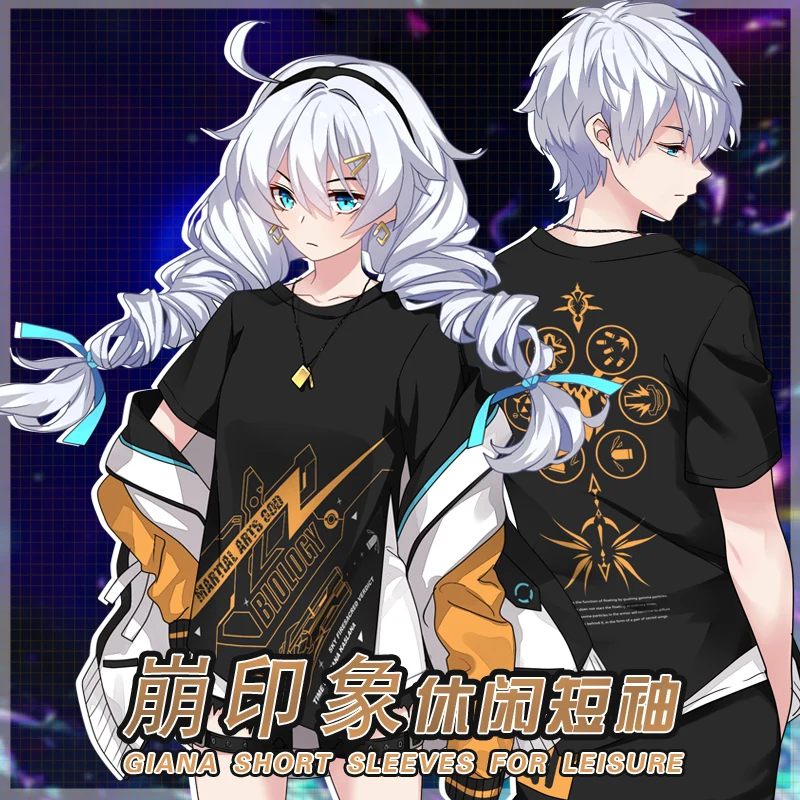 Gaming Honkai Impact 3 Kiana Kaslana T-Shirt Short Sleeve Causal Top Unisex Gift