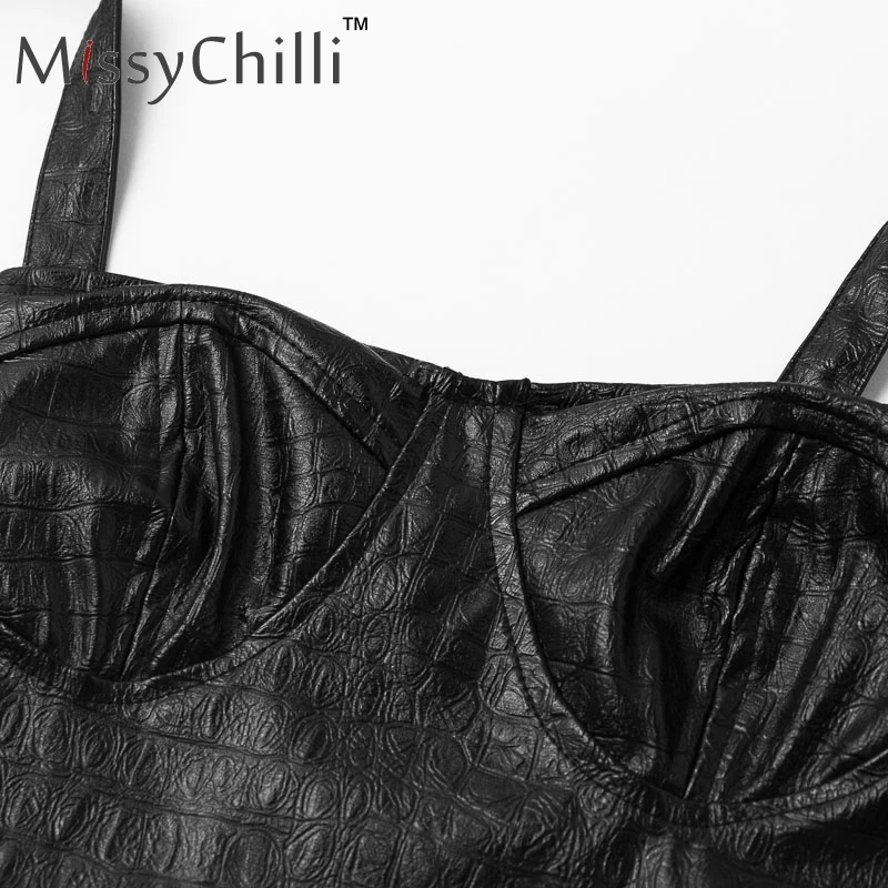 MissyChilli pu кожаный костюм из двух частей комбинезон женский черный сексуальный короткий комбинезон женский ремень bodycon комбинезон осень