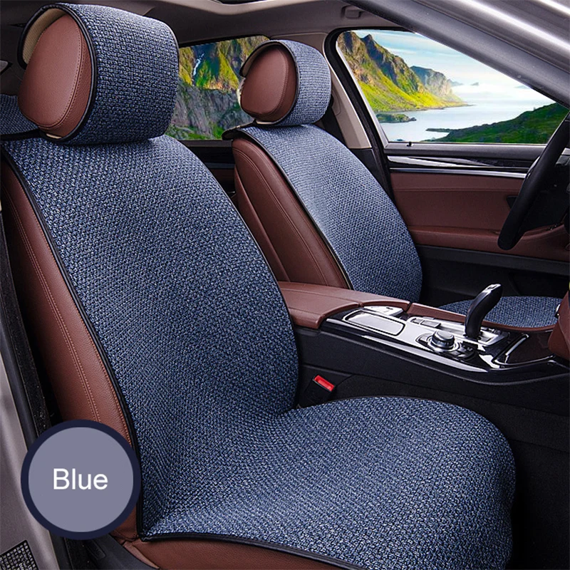Car Seat Covers Car Seat Cushion 2 pcs Car Seat Cover Blue Cloak Linen For Most Car Truck Suv