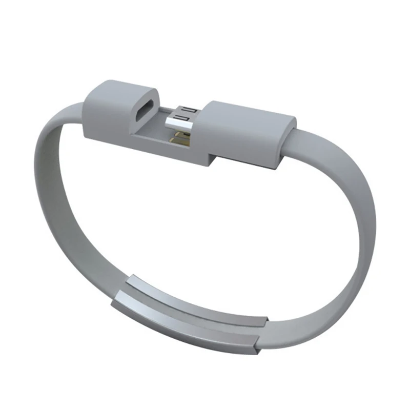 Простой Android кабель для передачи данных Портативный TPE 21 см USB Браслет Сплошной цвет кабель для передачи данных