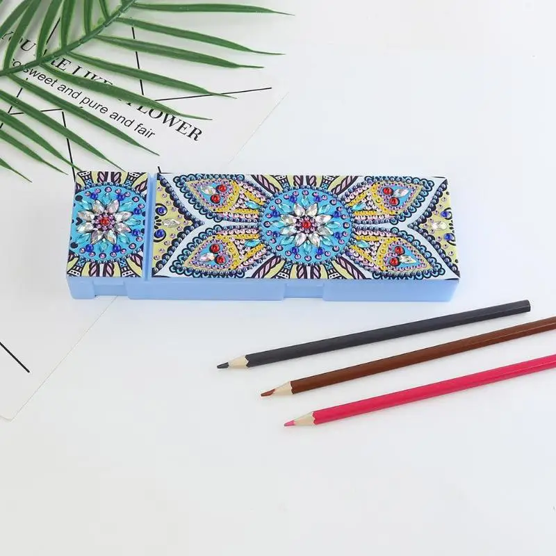 

Dust-proof DIY Mandala Special Shaped Pencil Case Diamond Painting Durable Breaking Resistance Stationery Storage Boxes