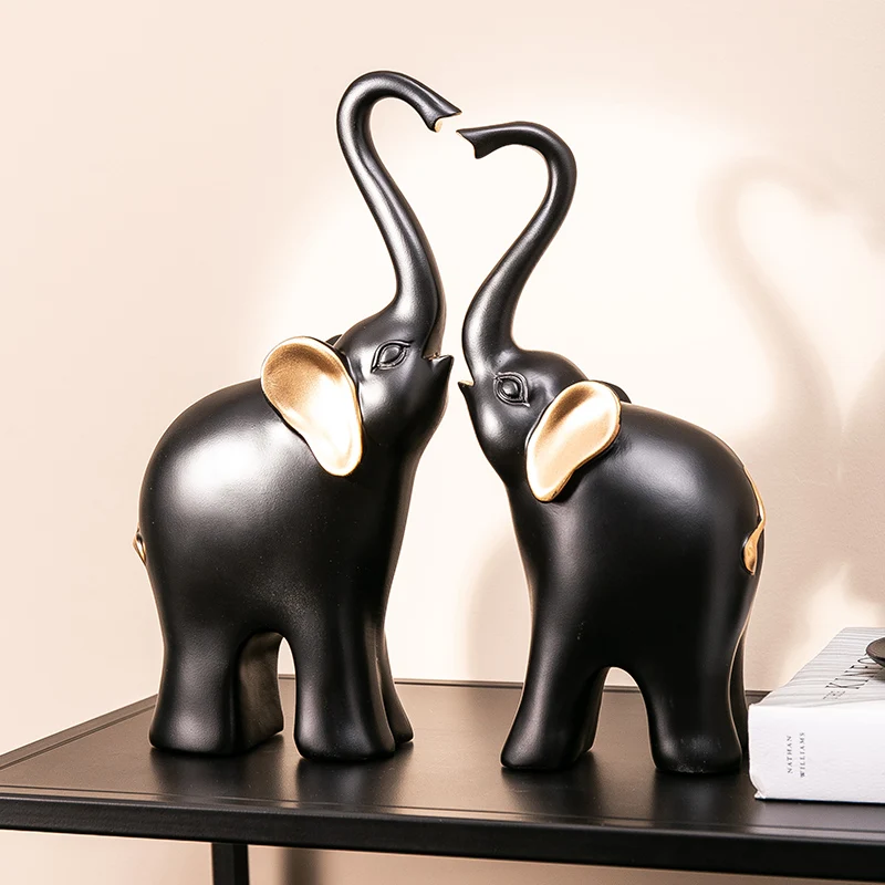 

Lucky Pair Of Elephant Rabbit Elk Statue Sculpture Decor For Home Living Room Object Art Gift Figurines Home Decor Accessories