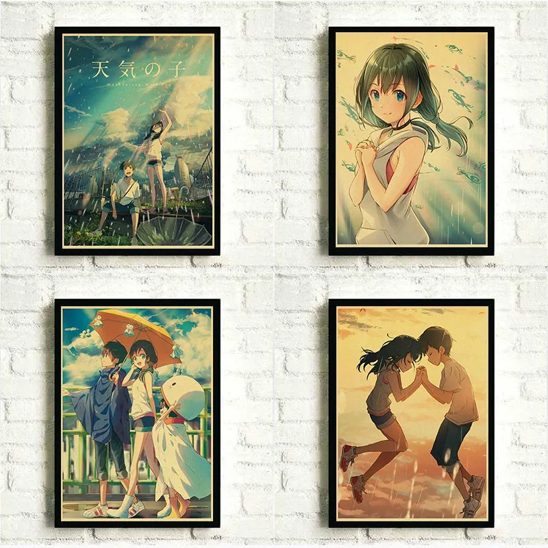 Makoto Shinkai фильм выветривание с вами Ретро плакаты японский унисекс Декор крафт-бумага Детская Спальня Декор
