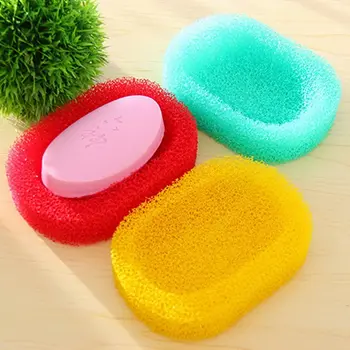 

9cm Soap Box Holder Creative Sponge Soaps Case Simple With Drain For Kitchen Bathroom Orange Color Water Absorption Easy to Dry