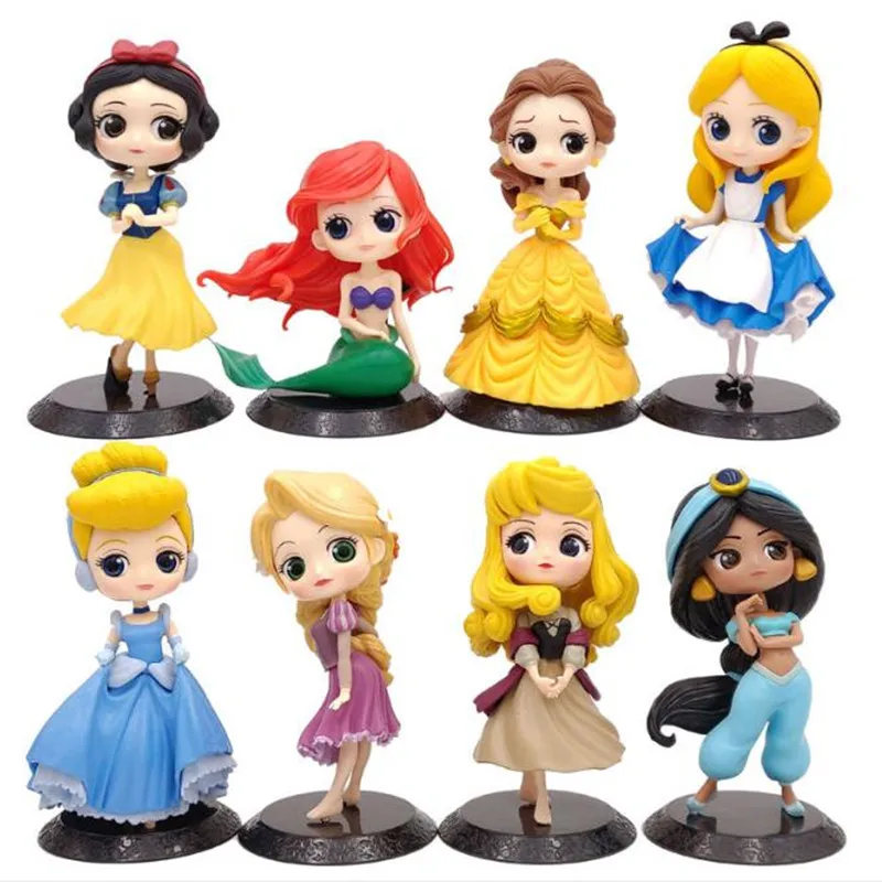 

HOT 25 Style Disney Princess Q Posket Princess Snow Elsa & Anna clown PVC Anime Dolls Figures Collectible Model Kid Toys Gift