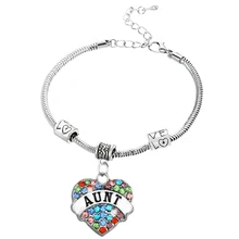 12 шт ЛЮБОВЬ Бисера Цепи тетя браслеты красочные сердце со стразами браслеты с подвесками семья женщин тетя рождественские вечерние подарки ювелирные изделия