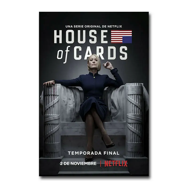 Карточный домик сезон 6 шелковой ткани настенный художественный плакат Декор