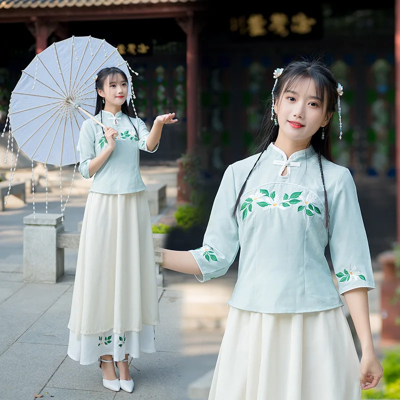 

Photo Shoot 2020 Spring And Summer Cotton Linen Slim Fit Cheongsam Small Coat the Republic of China-Style Hipster Best Friend Tw