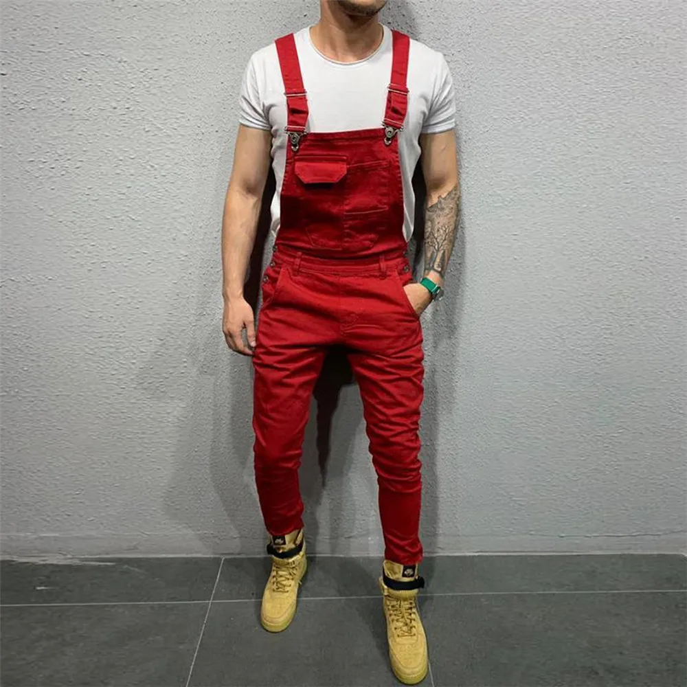 Men Casual Pants Men's Denim Dungaree Bib Overalls Jumpsuits Moto Biker Jeans Pants Trousers Plus Size Mens Casual Overalls Denim Overalls