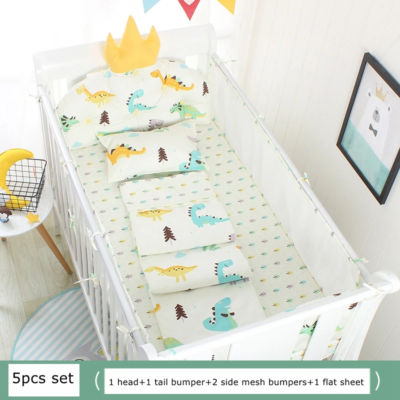 5pcs set-4 INS/Детские бамперы в форме короны для кроватки; комплект из 5 предметов; для новорожденных; для кроватки; с дышащей сеткой; хлопковые детские постельные принадлежности - Цвет: 5pcs set-4