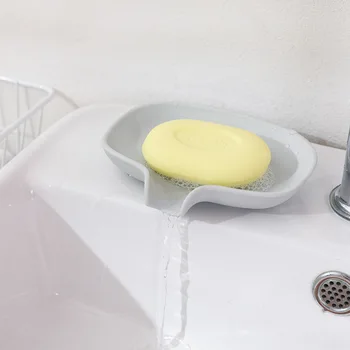 

Japanese Style Silicone Draining Soap Box Creative Bathroom Washbasin Non-Slip Draining Soap Holder
