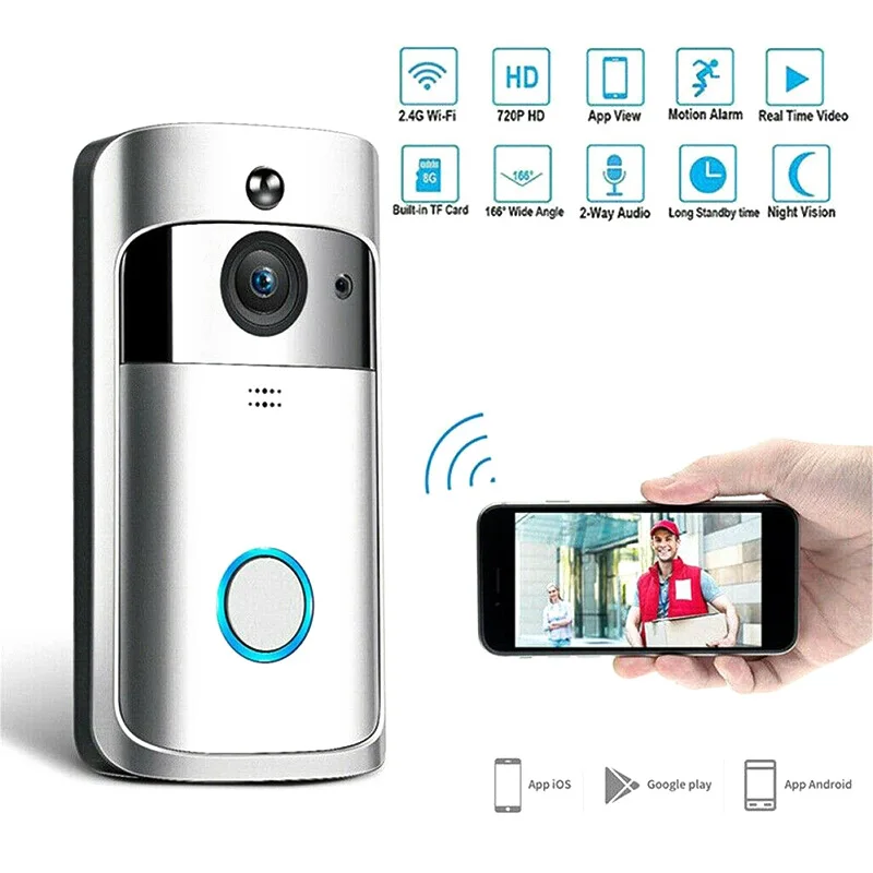 WiFi смарт-видео, дверной звонок HD Интерком охранника ПИР камера Беспроводной широкоугольный для дома IJS998