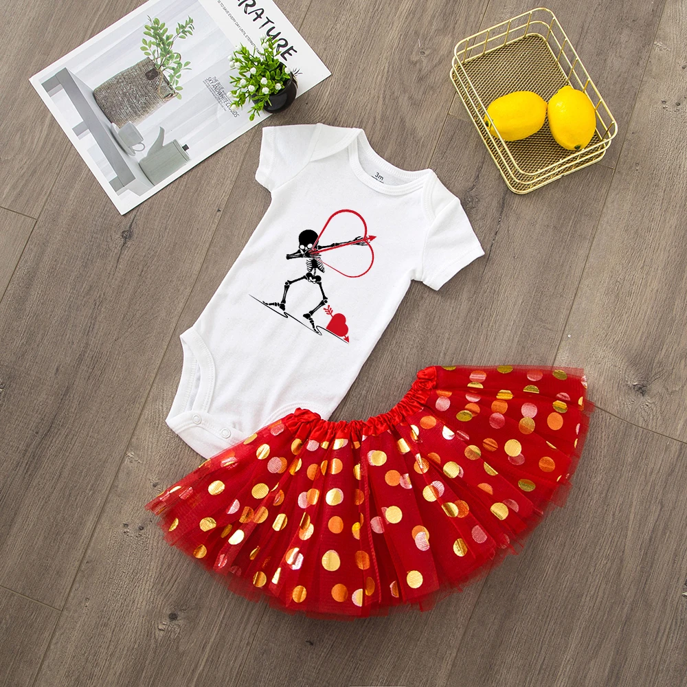 My First Valentine's Day Outfit Cake Smash Outfit Valentine's Day Shirt Tutu + Baby Bodysuits Set Holidays Clothes