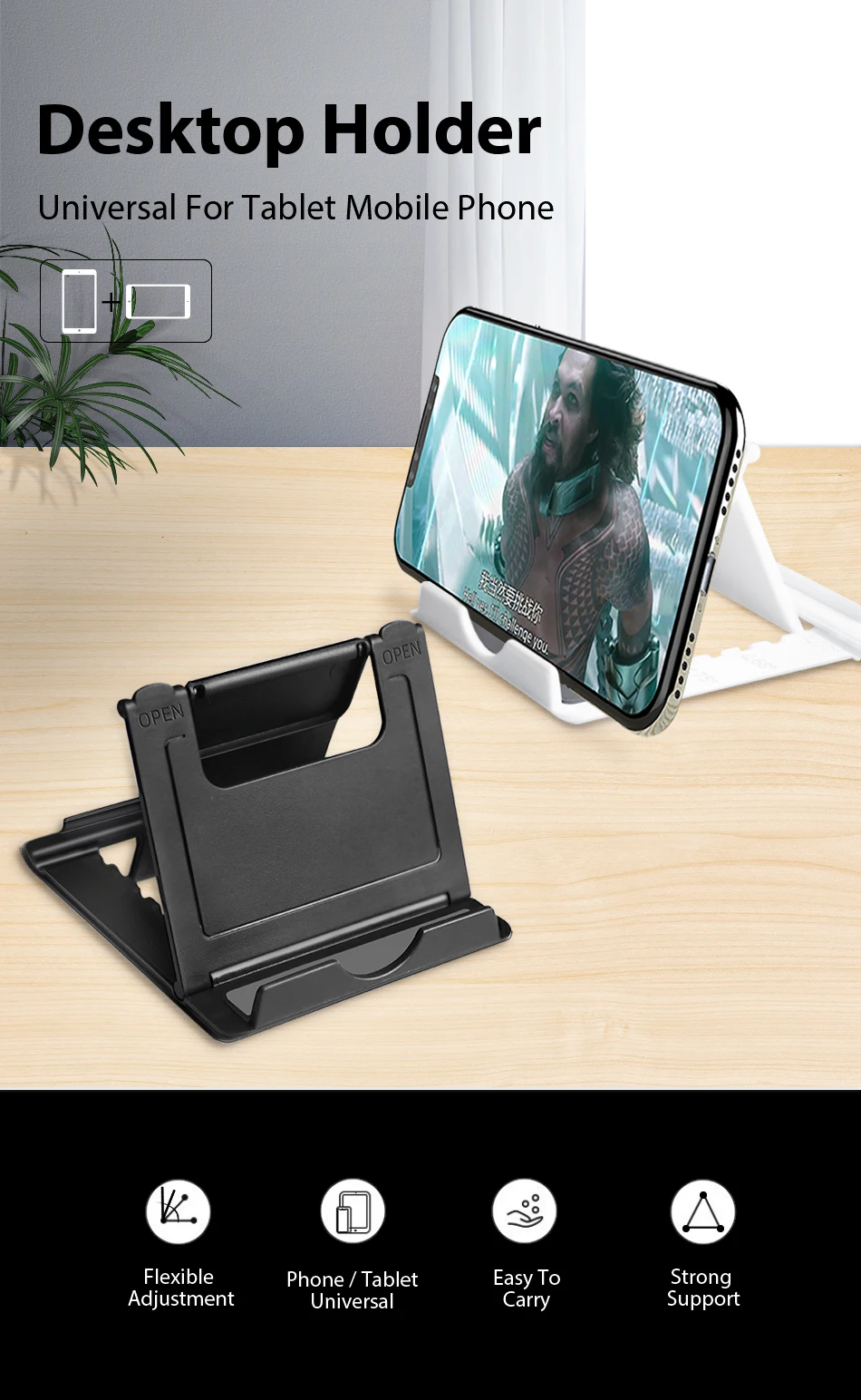 !ACCEZZ Mobile Phone Stand Holder Universal For iPhone 11 Pro Samsung 4-12inch Bracket Adjustable For ipad Tablet Desktop Holder (1)