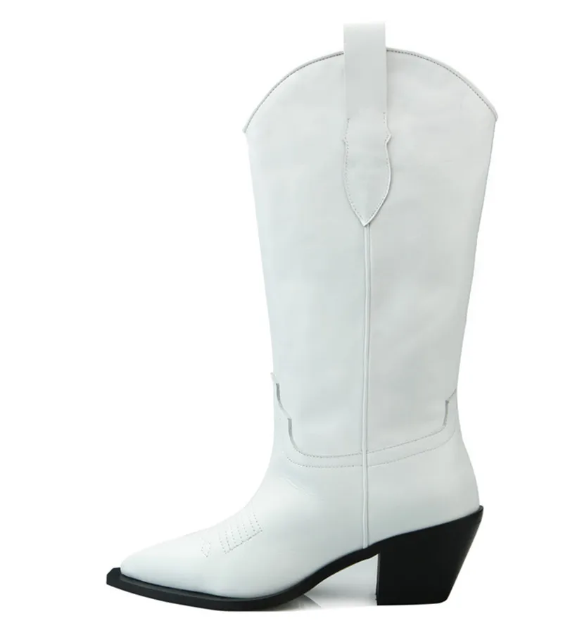 Botas Mujer; сапоги до колена из джинсовой ткани; женские мотоботы с вышивкой в стиле пэчворк; ботинки с Ковбой Западный цвет; цвет черный, бежевый