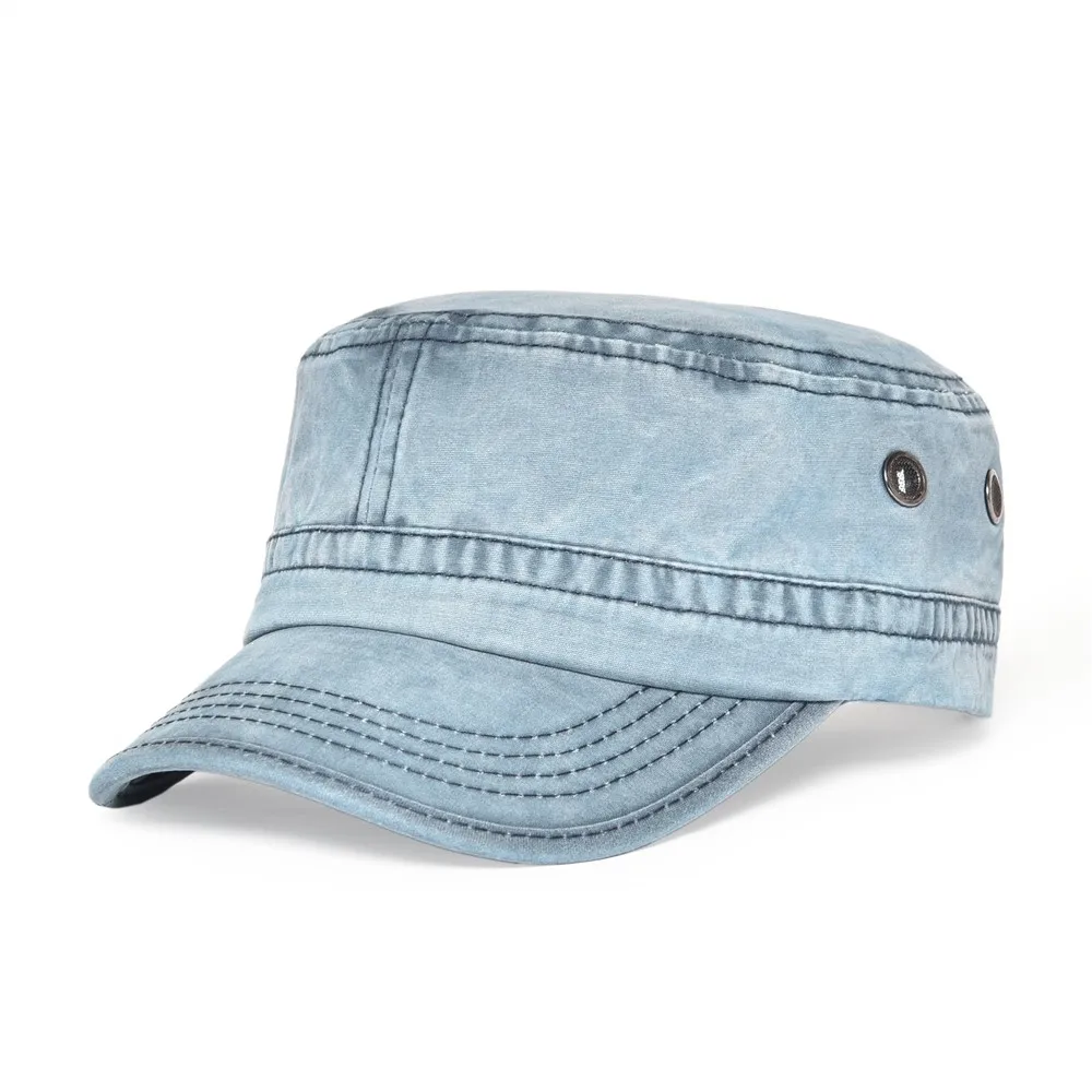 VOBOOM Military Hats Men Women Stylish Summer Autumn Washed Cotton Army Cap Flat Top Hat with Air Hole 162 - Image 3