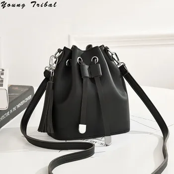 

Mini Crossbody Bags for Women 2020 Pu Leather Bucket Purses and Handbags Girls Fashion Solid String Small Shoulder Messenger Bag