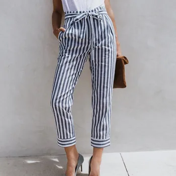 

Fashion Women Mid Waist Pants Polyester Pants Oneself Belt Fast-drying Casual Ninth Trousers Pantalones De Mujer Invierno#