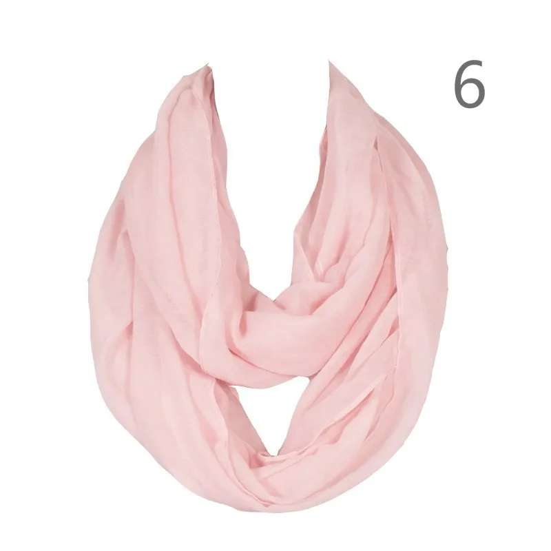 

9 Candy Colors Infinity Scarf Women Winter Concise Design With Solid Voile Shawl Soft Lady Ring Loop Scarf Size 180*70 cm