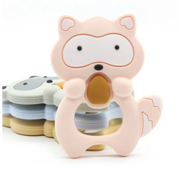 

Baby Teether Cartoon Animal Food Grade Teething Silicone Safety Teether Baby Molar Little Raccoon Toy Art Pacifier Accessories