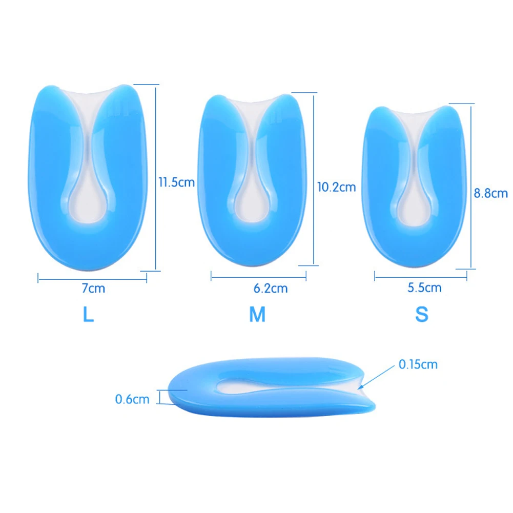 Ametabolic Half Insole U Shape Feet Protection Shock Absorption Heel Pad Silica Gel Heat Proof Pain Relief Soft Cold-resistant