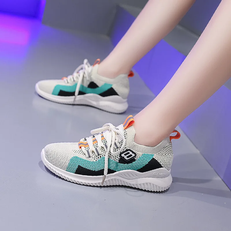 

2019 Spring And Autumn New Style Korean-style Flat Lace-up Fly Netting Surface Breathable WOMEN'S Shoes Online Celebrity Douyin