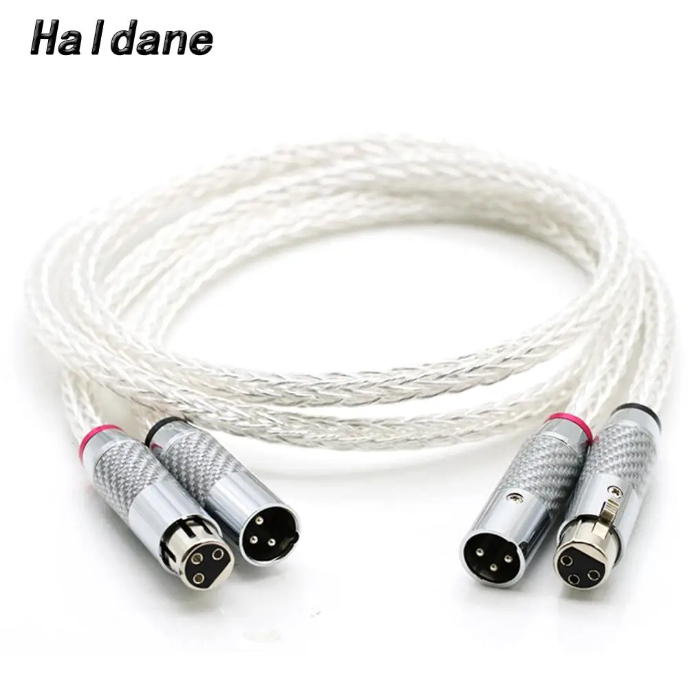 

Haldane Hi-End 8AG OCC Silver Plated Hifi XLR Male to Female 16 Strands Audio speaker Wire Carbon Fibe 3pins XLR Balanced cable