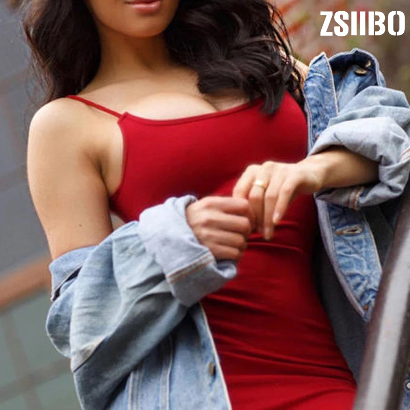 

2019 New Women Spaghetti Strap Vest Sleeveless Tank Low Cut Bodycon Evening Party Short Slip Cami Mini Club Dress drop shipping