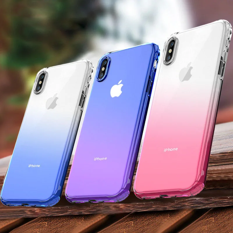 Чехол для телефона iphone xr x xsmax xs 7 8 6s прозрачный apple coque 6 plus градиентный мягкий