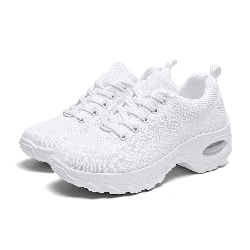 EOFK/женские кроссовки; сезон осень; дышащая Тканевая обувь на платформе для женщин; кроссовки на шнуровке; tenis feminino; женская обувь; Basket Femme - Цвет: Белый