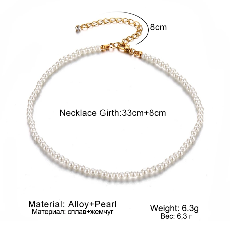 DAXI Beaded Choker Pearl Necklace For Women Gold Chain Necklaces Pendant Collar Chokers Chains Bead Necklace Womens Jewelry 2020