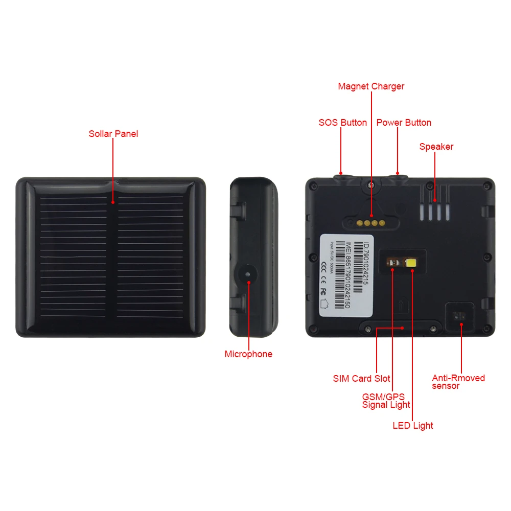 Умный Солнечный gps-трекер RF-V26 Wi-Fi местоположение wifi анти-потеря сигнализация двухсторонняя голосовая история route geo-забор анти-удаление сигнализации