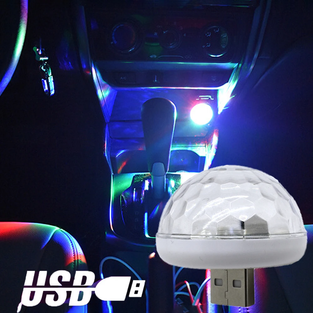 Разноцветный светодиодный USB автомобильный атмосферный светильник DJ RGB мини