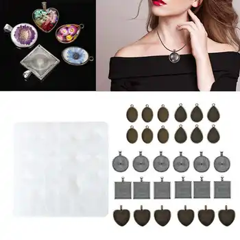 

Round Oval Pendant Base Tray Silicone Mode Pendant Jewelry DIY Tool Accessories Set BH201863