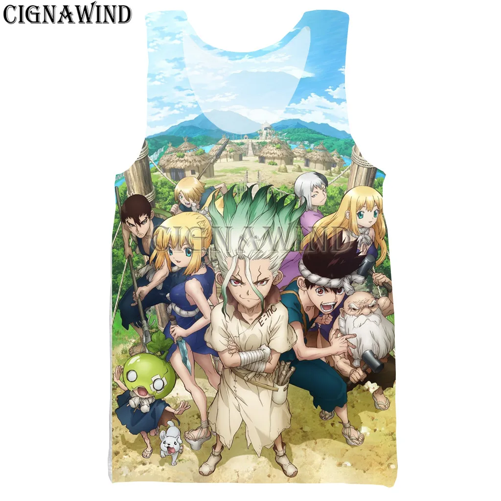 01 Новое поступление жилет для мужчин/женщин аниме Dr. Stone 3D Печатные жилеты Повседневный Harajuku стиль уличная Бодибилдинг майка Топы - Цвет: 01