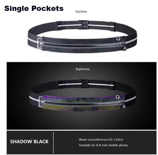 Shadow Black Single AONIJIE регулируемый пояс для бега, сумка для бега, Портативная сумка на пояс, ультралегкий пояс для бега, туризма - Цвет: Shadow Black Single